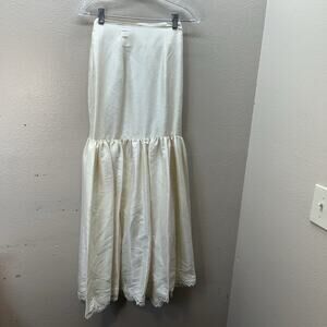 VTG White 60s 70s Lace Trim Edwardian Victorian Slip Petticoat High Waist 23” XS